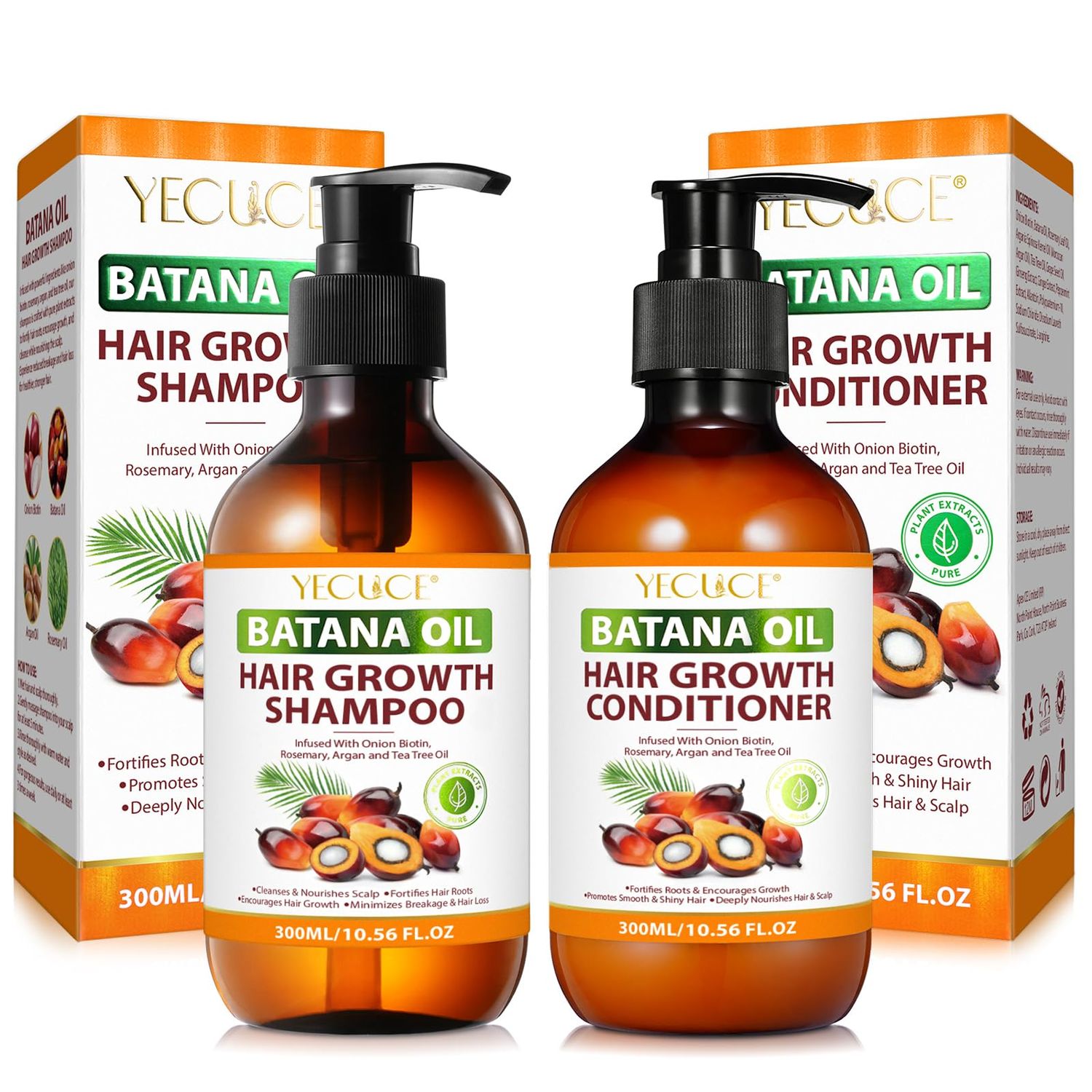 Batana Oil Shampoo and Conditioner Set, Organic With Onion for Men and Women Daily Care, for Thinning Loss, Curly Straight Hair