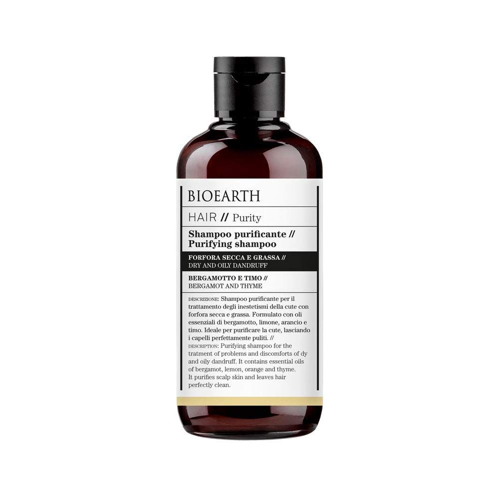 BIOEARTH Hair, Purifying shampoo for hair prone to dry and oily dandruff, with soothing and purifying effect, Made in Italy, Vegan, AIAB Certified - 250ml Pack