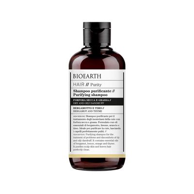 BIOEARTH Hair, Purifying shampoo for hair prone to dry and oily dandruff, with soothing and purifying effect, Made in Italy, Vegan, AIAB Certified - 250ml Pack