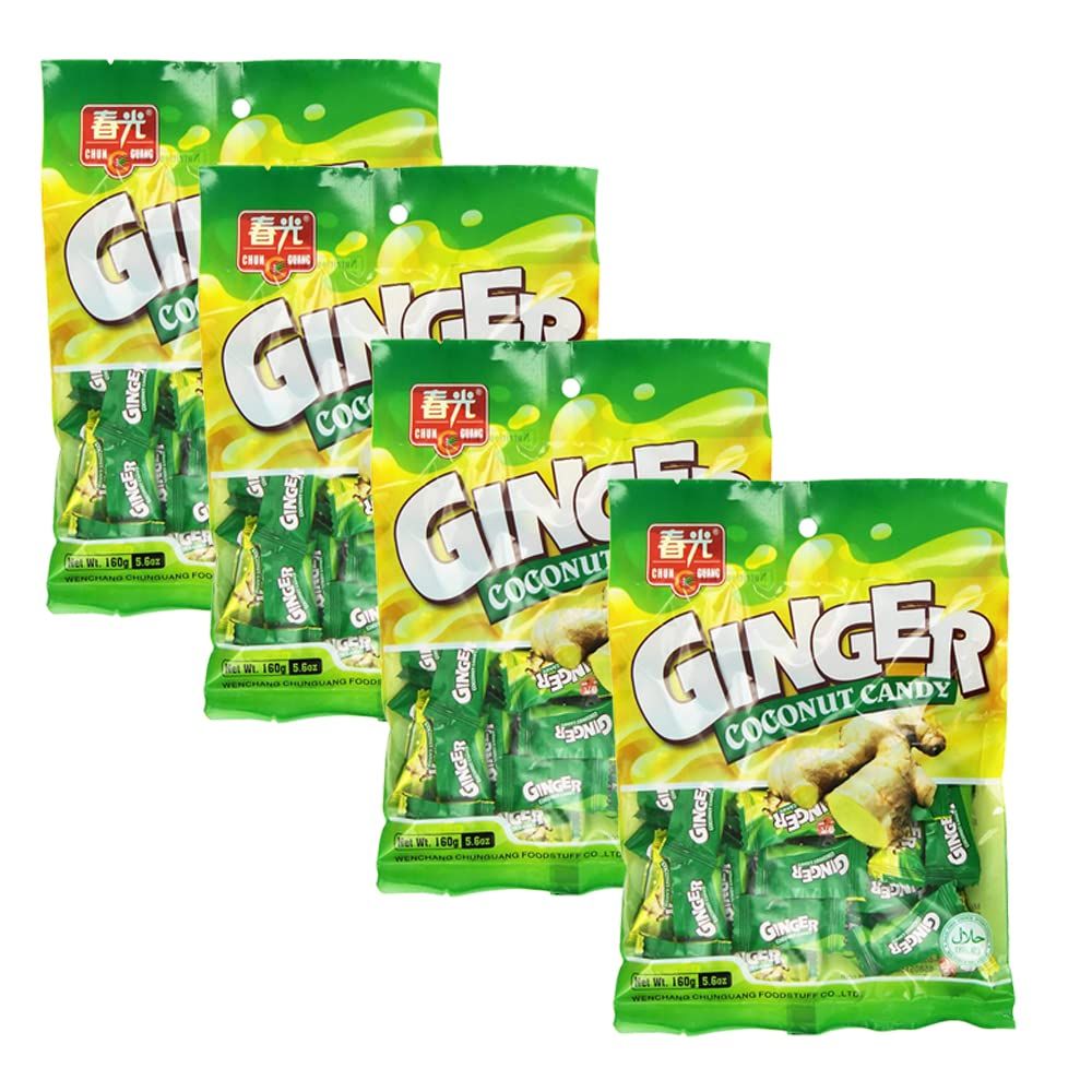 Chun Guang Ginger Coconut Candy (Ginger Coconut 5.6oz, 4 pack)