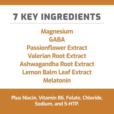 TRULABS Sleep Honey Lemon 6 ct. Sugar Free Sleep Drink. Each Serving Contains: Magnesium, GABA, Passionflower, Valerian Root, Ashwagandha Root Lemon Balm Leaf Extracts, with 3mg Melatonin.