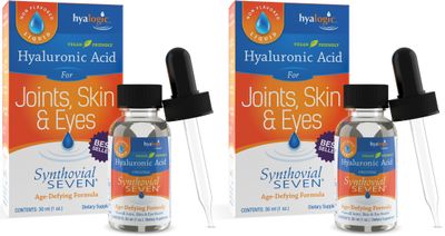 Hyalogic Synthovial Seven - Oral Hyaluronic Acid Supplement 1oz (Pack of 2) - Liquid HA Supports Skin, Eye, and Lip Hydration - Gluten-Free, Vegan
