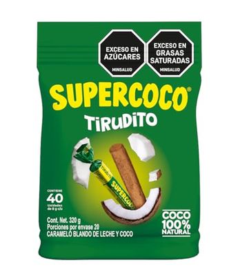 Supercoco Tirudito - 40 Units (320g 11.29 oz) - Traditional Colombian Coconut Candy - Imported from Colombia