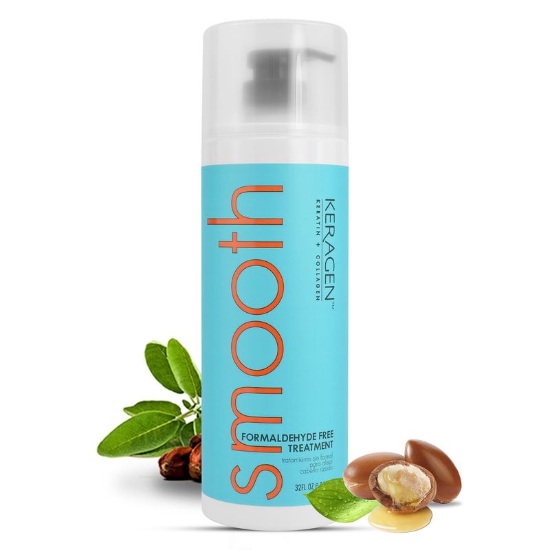 Keragen - Brazilian Keratin Smoothing Treatment, Blowout Straightening System for Dry and Damaged Hair, Formaldehyde Free, 32 Oz - Eliminate Curls and Frizz, Fine to Medium Hair