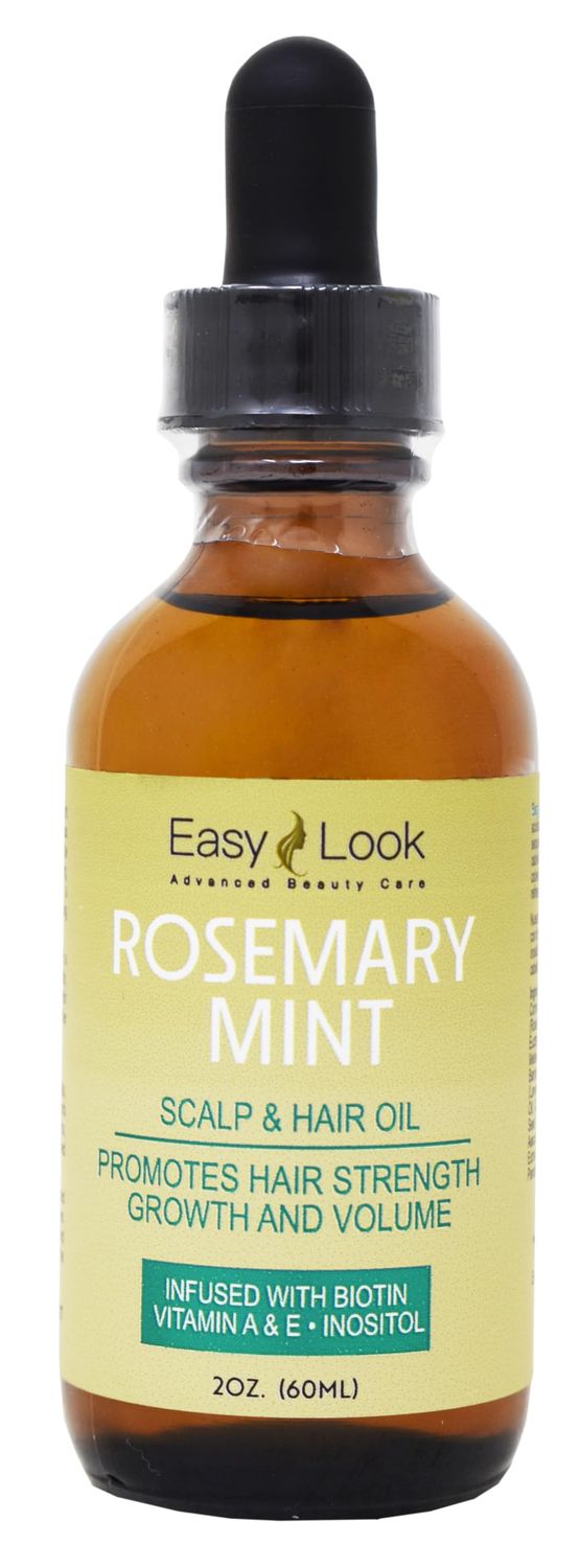 EASY LOOK Rosemary Mint Scalp Hair Strengthening Oil for All Hair Types, 2 Ounce