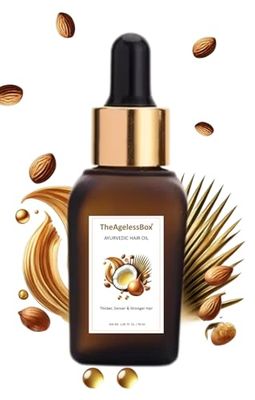 TheAgelessBox Ayurvedic Hair Oil - Hair Growth Anti-Aging Scalp Treatment - Strengthens, Thickens Nourishes with Amla, Argan Onion Oils - Reduces Hair Fall - Vegan Cruelty-Free - 50ml