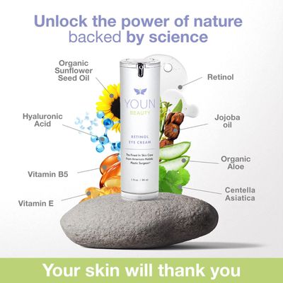 YOUN Beauty Retinol Eye Cream by Plastic Surgeon Dr. Anthony Youn Paraben-Free Night Eye Cream with Liposomal Retinol Hyaluronic Acid Under Eye Cream for Hydration and Skin Firming, 1 Fl Oz