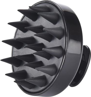 AllurebyKoms Hair Scalp Massager, High Grade Soft Flexible Silicon Bristles,Shampoo Brush, Hair Scrubber, Wet Dry Scalp Brush for Dandruff Removal, Scalp Care, Head Massager, Head Relaxation (Black)