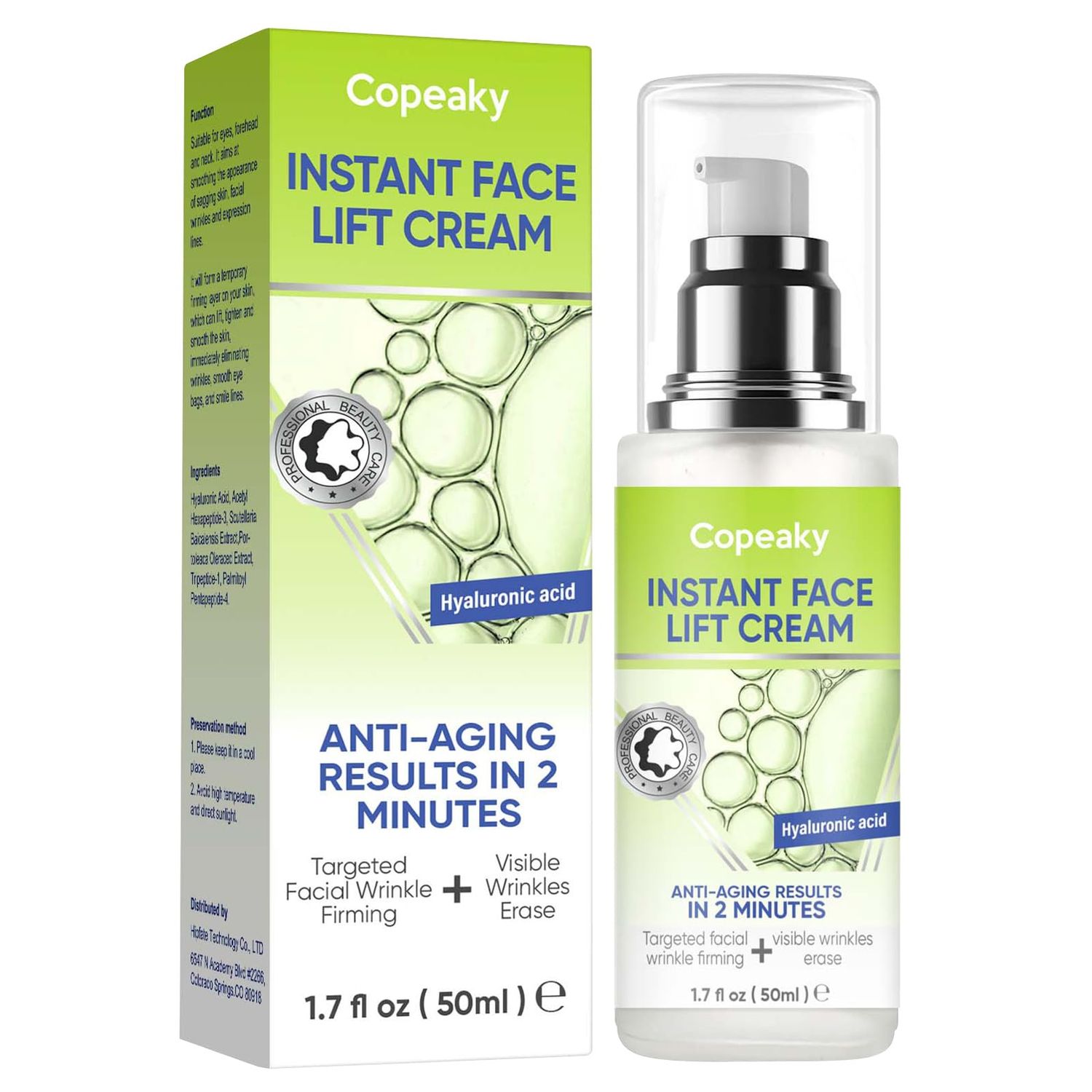 TANGDIAABBCC Instant Face Lift Cream, Temporary Skin Tightening Cream with Hyaluronic Acid, Smoothing Wrinkles, Fine Lines Puffiness in 2 Minutes