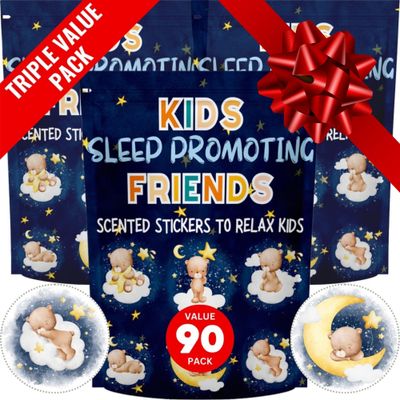 Sleep Promoting Stickers for Kids and Adults (90 Pack) - All Natural, Chemical and Drug Free Sleep Support, Melatonin Free, Childrens Sleep Aid, Promotes Healthy Sleep Cycles