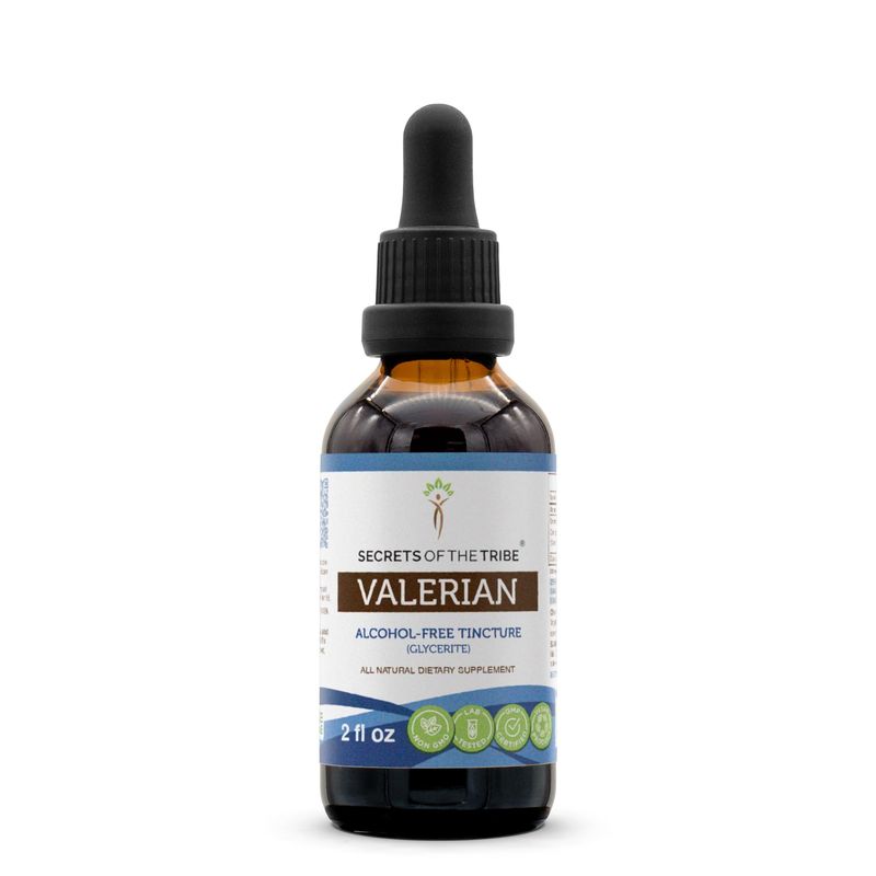 Secrets of the Tribe Valerian Alcohol-Free Tincture (Glycerite) 675 mg Valerian (Valeriana Officinalis) Dried Root (2 Fl Oz) Sleep Support Supplement