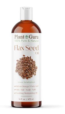 Flaxseed Oil 16 fl. oz. Unrefined Cold Pressed 100 Pure Natural Carrier For Skin, Face, Body Moisturizer, and Hair Growth.
