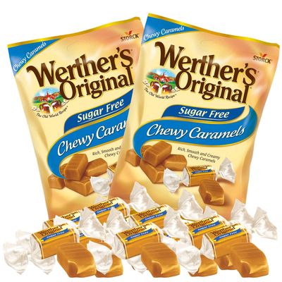 Needzo Werther&#39;s Original Sugar Free Chewy Caramels, Individually Wrapped Candies for Adults - 2.75 Ounce (Pack of 2)