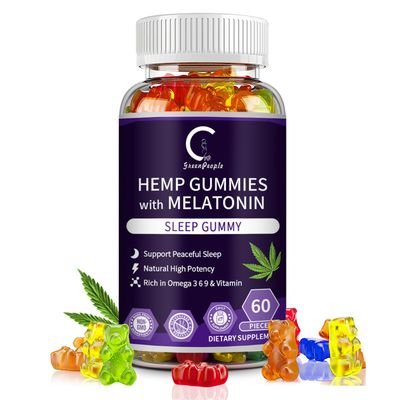Hemp Gummies for Sleep with Melatonin, Support Relaxation Peace, Calm Gummies for Adults, All Natural Hemp Oil, Vegan, Non-GMO, 60ct