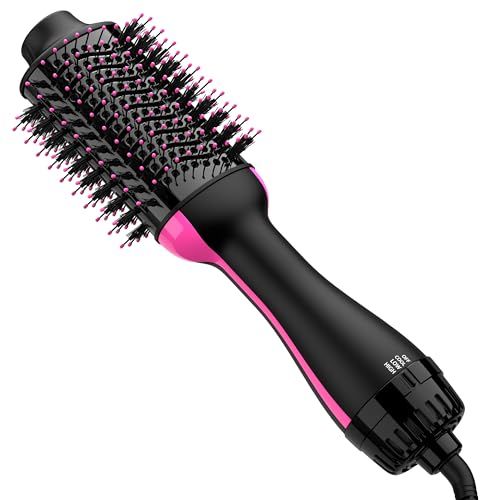 Hair Dryer Brush Blow Dryer in One Upgraded 4 in 1 Hair Dryer and Styler Volumizer with Negative Ion Anti-frizz Ceramic Titanium Barrel Hot Air Brush Hair Straightener Brush