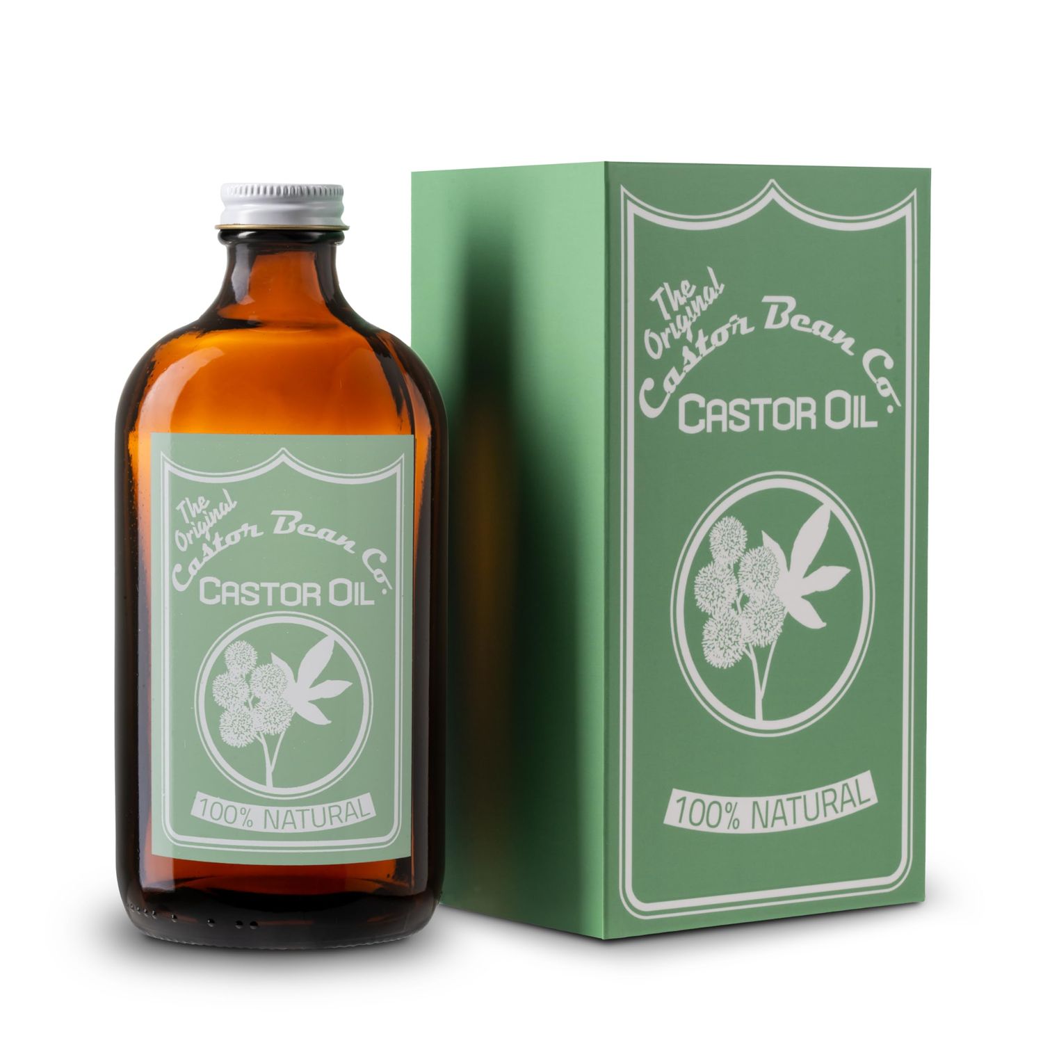 Castor Bean Co. Castor Oil (16oz Glass Bottle) - 100 Pure, Natural, Cold Pressed Castor Oil for Thicker, Fuller Hair, Lashes Eyebrows - Natural Skin Moisturizer, Hair and Body Oil