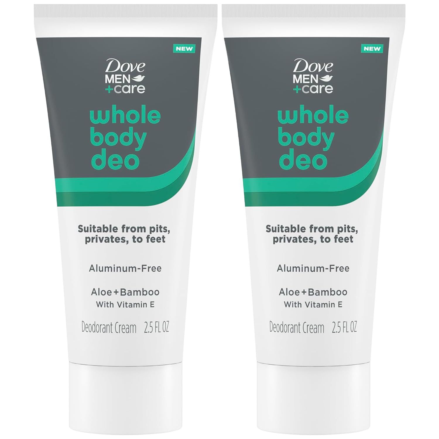 Dove MenCare Whole Body Deo Aluminum-Free Deodorant Cream Aloe Bamboo Suitable from Pits, Privates, to Feet 2.5 fl oz (Pack of 2)