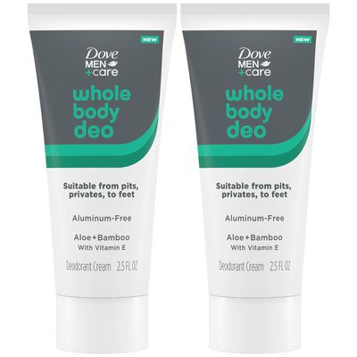 Dove MenCare Whole Body Deo Aluminum-Free Deodorant Cream Aloe Bamboo Suitable from Pits, Privates, to Feet 2.5 fl oz (Pack of 2)