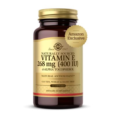 Solgar Vitamin E 268 mg (400 IU), 360 Alpha Softgels - Natural Antioxidant, Skin Immune System Support - Naturally-Sourced Vitamin E - Gluten Free, Dairy Free - 360 Servings