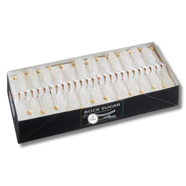 Barista Rock Candy Sugar Sticks - Non-GMO, Gluten-Free, Fat-Free - Great for Coffee, Tea, and Cocktails - Gift Pack of 100 Unwrapped Sticks by Lyza&#39;s Sweets Treats (White)