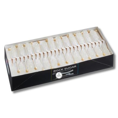 Barista Rock Candy Sugar Sticks - Non-GMO, Gluten-Free, Fat-Free - Great for Coffee, Tea, and Cocktails - Gift Pack of 100 Unwrapped Sticks by Lyza&#39;s Sweets Treats (White)