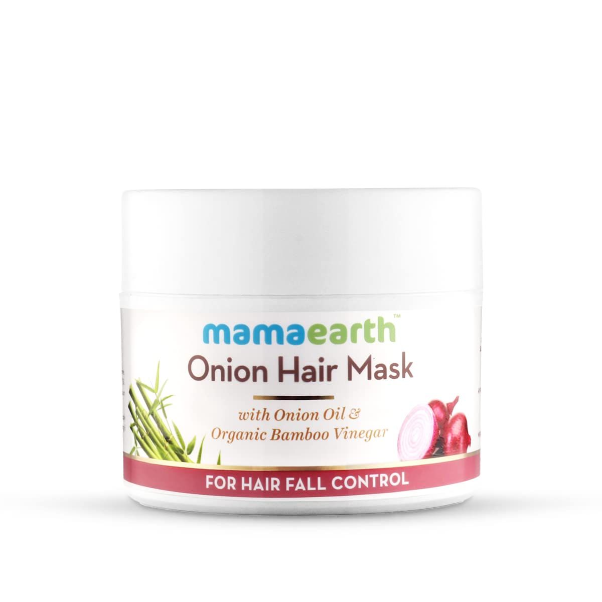 Mamaearth Onion Oil Hair Mask with Organic Bamboo Vinegar Controls Hair Fall Damage Strengthens Roots Nourishing Formula for Healthy Scalp 6.76 Fl Oz (200ml)