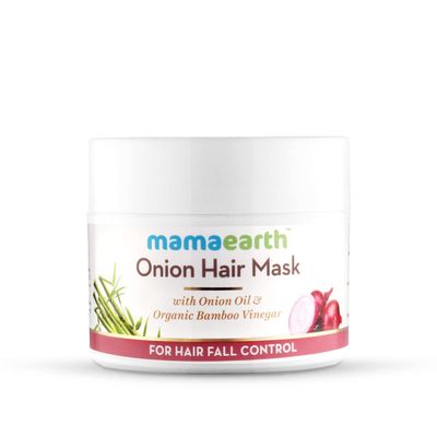 Mamaearth Onion Oil Hair Mask with Organic Bamboo Vinegar Controls Hair Fall Damage Strengthens Roots Nourishing Formula for Healthy Scalp 6.76 Fl Oz (200ml)