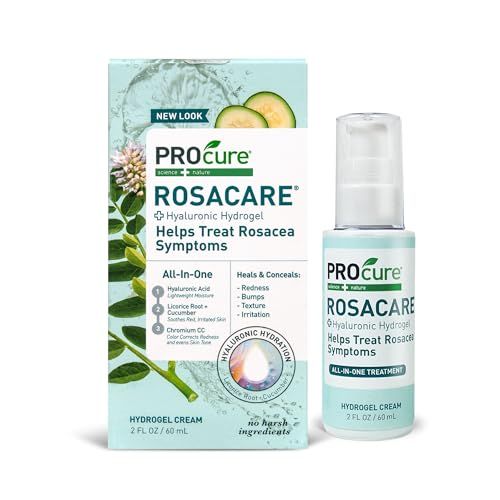 PROcure Rosacare Medicated Redness Reduction CC Face Cream, Hyaluronic Hydrogel for Rosacea Symptoms, 2 Ounce