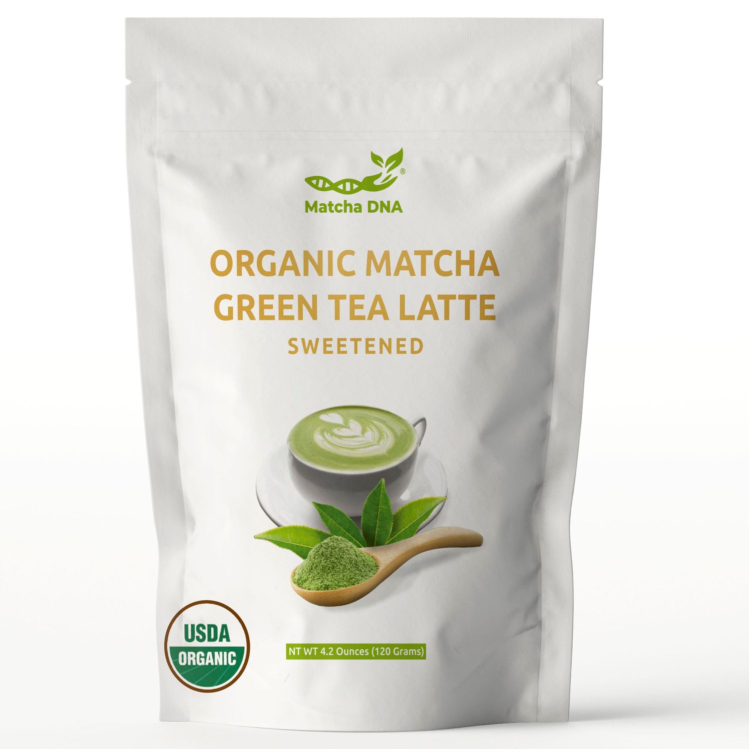 Matcha DNA Sweetened Matcha Powder - Matcha Latte Mix - Unprocessed, Perfect For cafe style Matcha Tea and Lattes - Made With Organic Sugar, Naturally Low In Caffeine (4.2 oz)