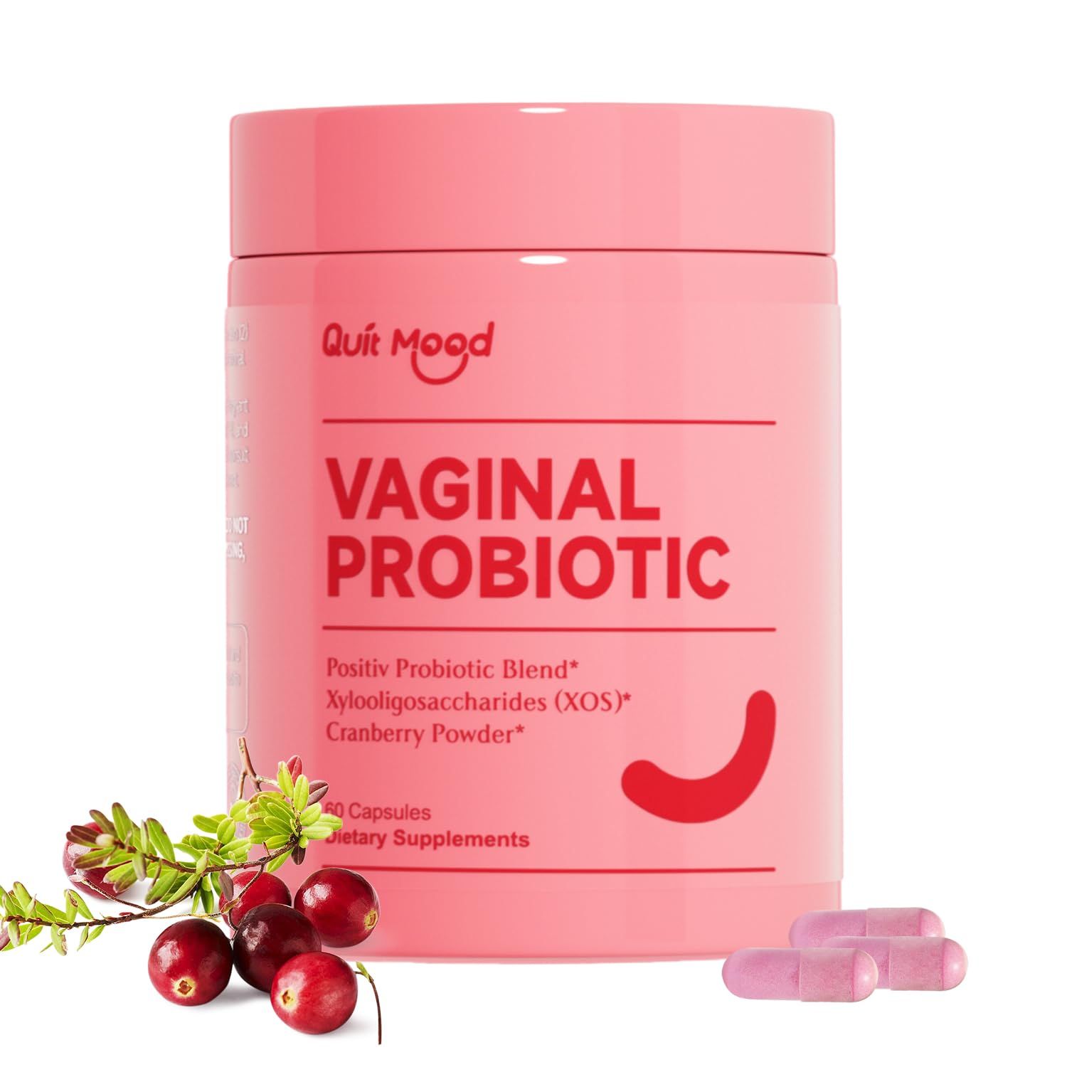 Quit mood Probiotics for Women Balance with Prebiotics, Women Probiotics with Cranberry Extract, 60 Capsules
