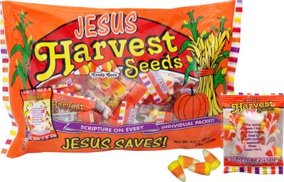 Scripture Candy, Jesus Harvest Orange, Yellow White Candy Corn Promise Seeds, 15 Count