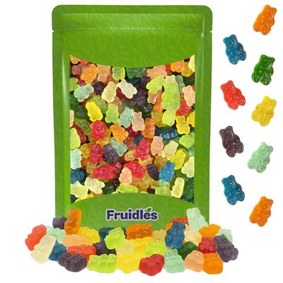 Fruidles 12 Assorted Gummy Bears Candy, Fruit Flavors, Allergy Friendly, Non-GMO, No Artificial Sweeteners (8oz Bag)