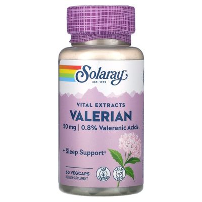 SOLARAY Valerian Root Extract 50 mg Relaxation Support for a Healthy Sleep Cycle 0.8 Valerenic Acids 60 CT