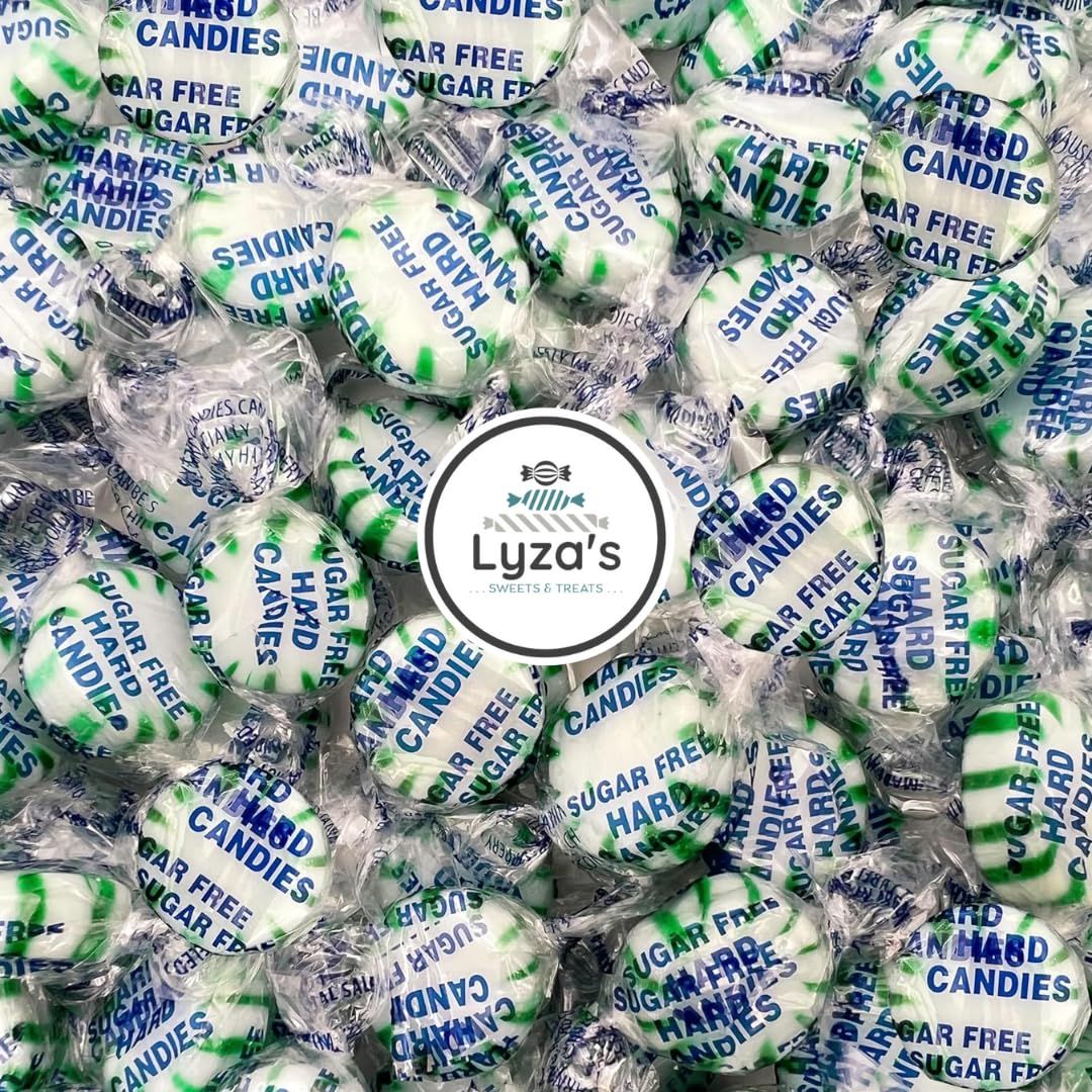 SUGAR FREE Starlight Mints - Spearmint - Gluten Free, Vegan Diabetic Friendly Hard Candy - 1 LB Gift Bag by Lyza&#39;s Sweets Treats