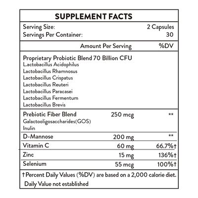 Vaginal Probiotics for Women, pH Balance Vaginal Health with 70 Billion CFU Prebiotics - Supports Odor Control, Urinary Tract Digestive Health - Shelf Stable, Lactobacillus Blend, 60 Capsules