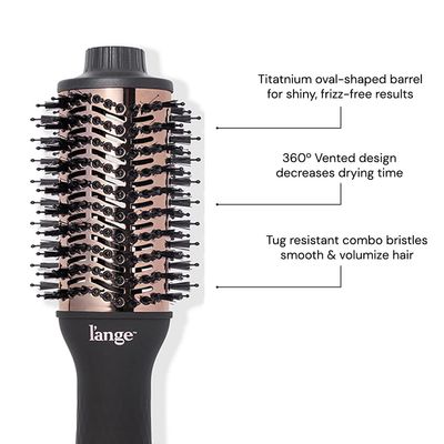 L'ANGE HAIR Le Volume 2-in-1 Titanium Blow Dryer Brush Hot Air Brush in One with Oval Barrel Hair Styler for Smooth, Frizz-Free Results for All Hair Types (Black - 60mm)