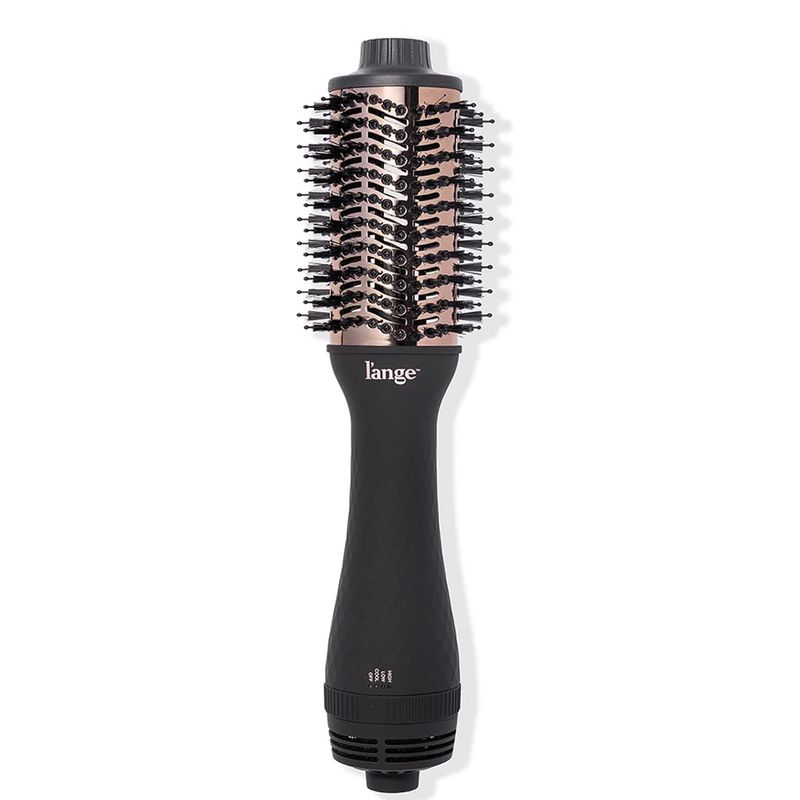 L'ANGE HAIR Le Volume 2-in-1 Titanium Blow Dryer Brush Hot Air Brush in One with Oval Barrel Hair Styler for Smooth, Frizz-Free Results for All Hair Types (Black - 60mm)