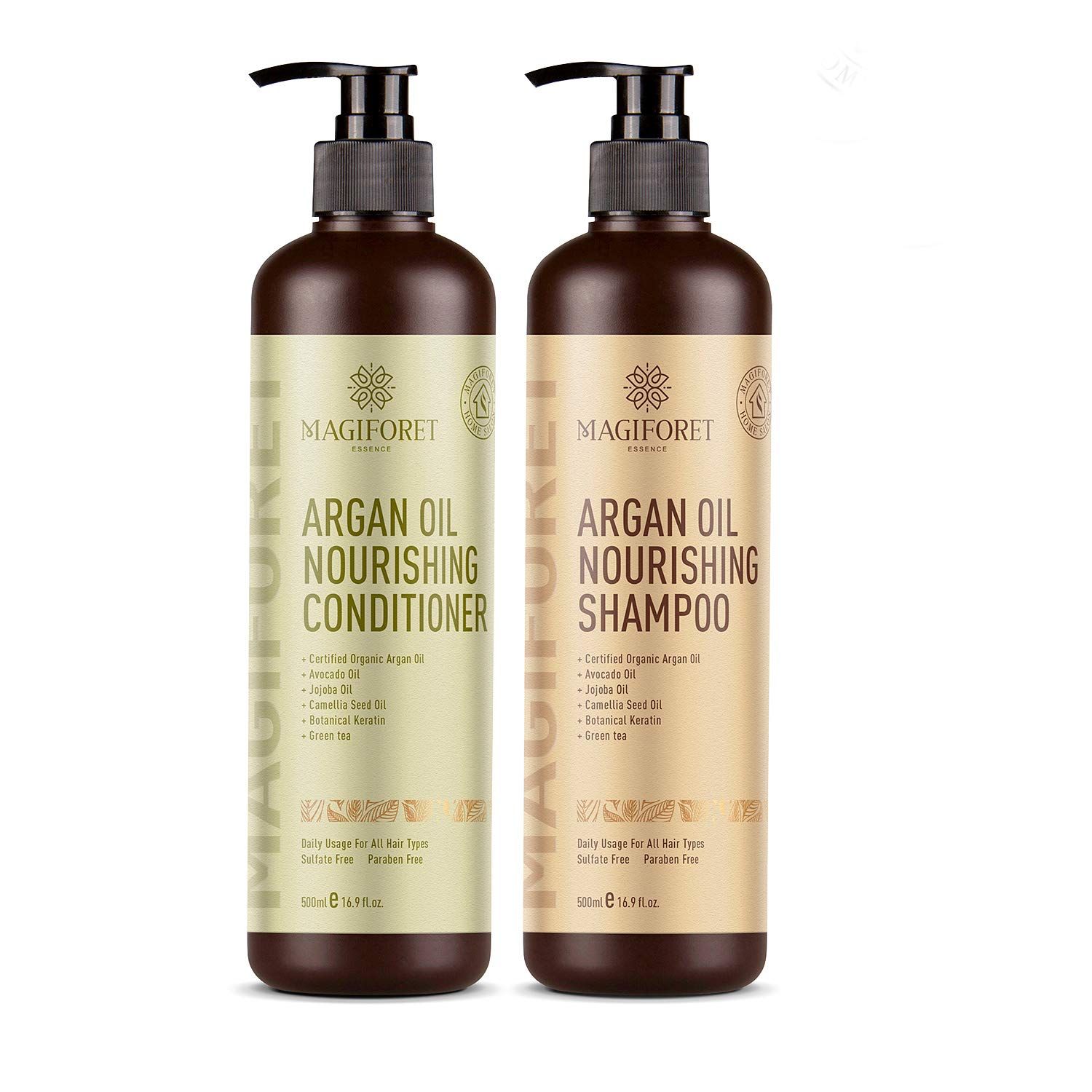 Argan Oil Shampoo and Conditioner Set (2 x 16.9 Oz) - MagiForet Organic Shampoo Conditioner Sulfate Free - Volumizing Moisturizing, Gentle on Curly Color Treated Hair,For Men Women (cd set)