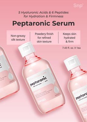 K Beauty Snp Peptaronic Skincare Serum Peptide and Hyaluronic Acid Face Serum Firming, Soothing, and Moisturizing for Dry Skin Types Korean Face Skin Care for Gift 7.43 Fl Oz