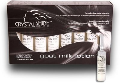 Crystal Shine -Ampoule with Goat&#39;s Milk for Hair Crystal Shine - Hair Gloss Oil Intensive Repair for Dry, Damaged and Frizzy Hair Formula to Control Shine, Volume, and Curl (0.33 fl.oz each, 12 Packs)