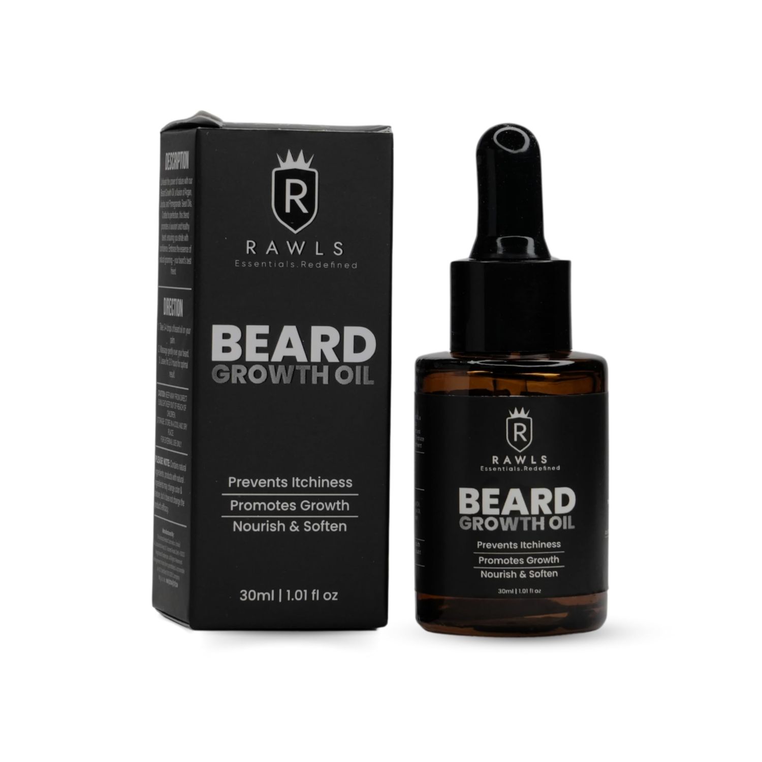 RAWLS Beard Oil for Men-30ml Natural Beard Growth Oil for Men with Argan Oil Rosemary Oil for muuchstac Beard Fast Growth Conditioner and Softener - Strengthens Beards and Mustaches for Men