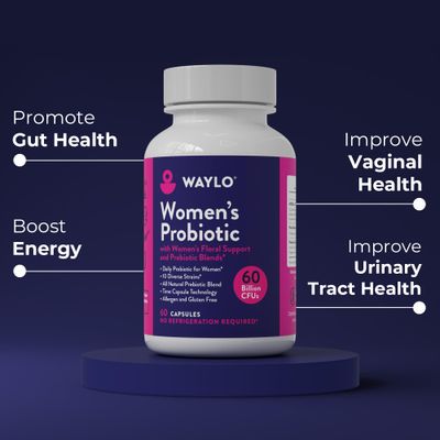 Waylo Probiotics for Women 60 Billion CFU - Tiny Easy-to-Swallow Capsules - 10 Strains Prebiotics, Cranberry D-Mannose - Gut, Vaginal Probiotics, pH Immune Health, Vegan - 60 Caps