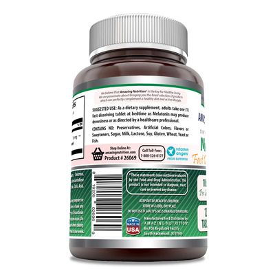 Amazing Formulas Melatonin Fast Dissolve 10 Mg per Serving 120 Tablets Supplement Citrus Flavor Non-GMO Gluten-Free Made in USA
