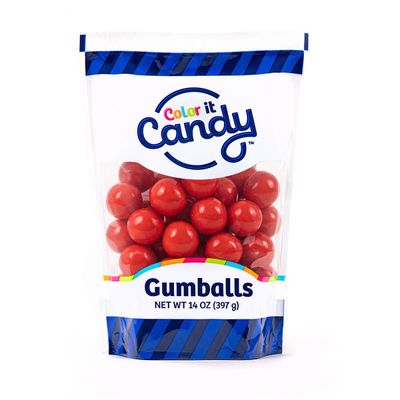 Color It Candy Red 1 inch Gumballs 14 Ounce Stand Up Bag - Perfect For Table Centerpieces, Weddings, Birthdays, Candy Buffets, Party Favors.