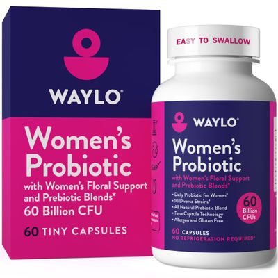 Waylo Probiotics for Women 60 Billion CFU - Tiny Easy-to-Swallow Capsules - 10 Strains Prebiotics, Cranberry D-Mannose - Gut, Vaginal Probiotics, pH Immune Health, Vegan - 60 Caps