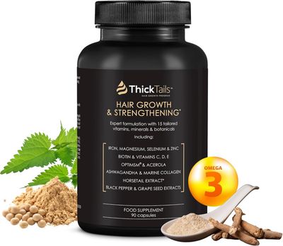 Hair Growth Vitamins for Women with Biotin, Collagen Peptides, Vitamin C Omega-3 - 90 Capsules - Hair Supplements for Menopause Postpartum - Hormonal Balance Support Thicker Hair for Women