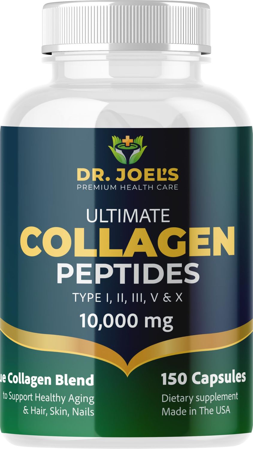 Dr. JOEL&#39;S Multi Collagen Complex for Women and Men - Collagen Peptides Capsules with Biotin - Ultimate Collagen Pills 150 - Type I, II, III, V X - Made in The USA
