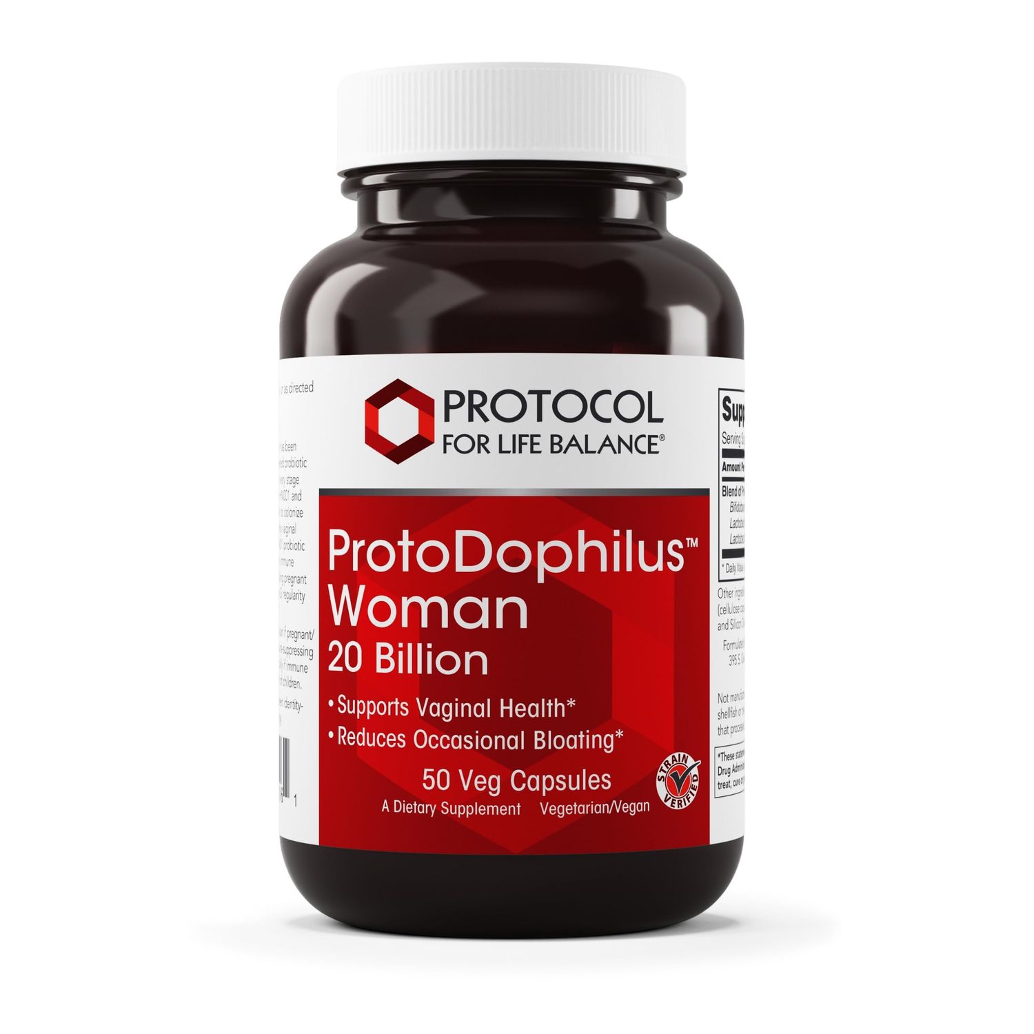 PROTOCOL FOR LIFE BALANCE Proto Dophilus Woman - 20 Billion - Probiotics for Gut Health - Support Vaginal Health Bloating Relief - Vegan Kosher - 50 Veg Capsules