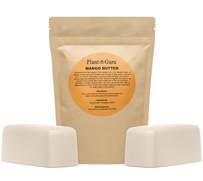Raw Mango Butter 2 lbs. Bar - 100 Pure Natural Unrefined - Great for Skin, and Hair Growth. DIY Soap Making, Body Butters, Lotions and Creams.