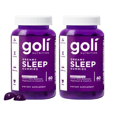 Goli Dreamy Sleep Gummy - 60 Count (Pack of 2) - Melatonin, Vitamin D, Magnesium, and Lemon Balm Extract - Gelatin-Free, Gluten-Free, Vegan Non-GMO